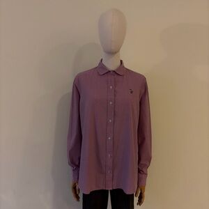 👚 U.S. Polo Assn. Pink/Lilac Gingham Long Sleeve Blouse - Size L